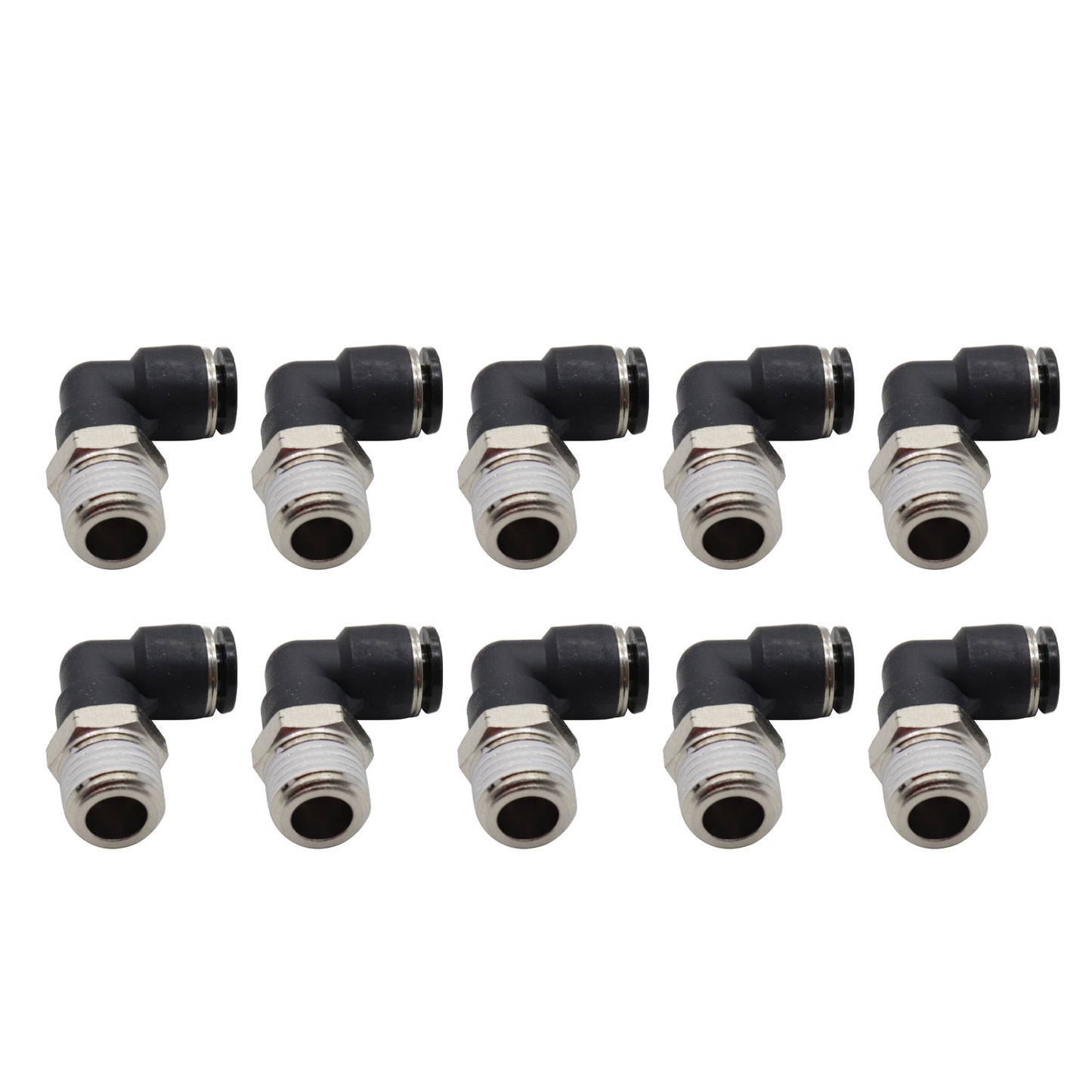 (Qty10) 1/4inch OD Tube X 1/4inch NPT Pneumatic Elbow, Push To Connect Air Fitting