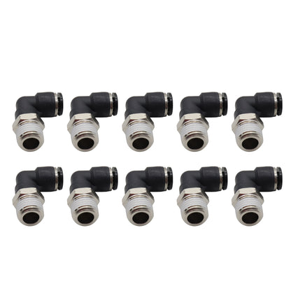 (Qty10) 1/4inch OD Tube X 1/4inch NPT Pneumatic Elbow, Push To Connect Air Fitting
