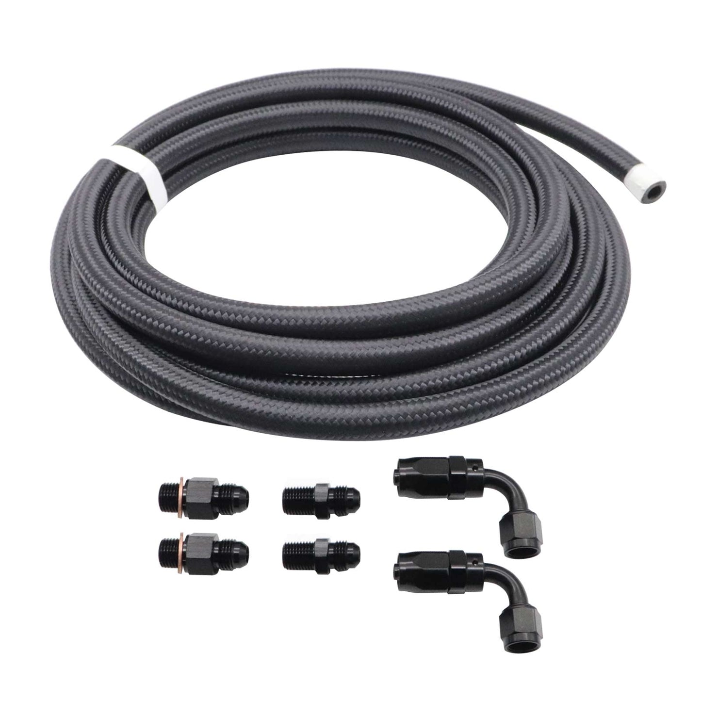 4L60E 4L65E Automatic Transmission Cooler Line Kit Black -6 AN Steel Braided U
