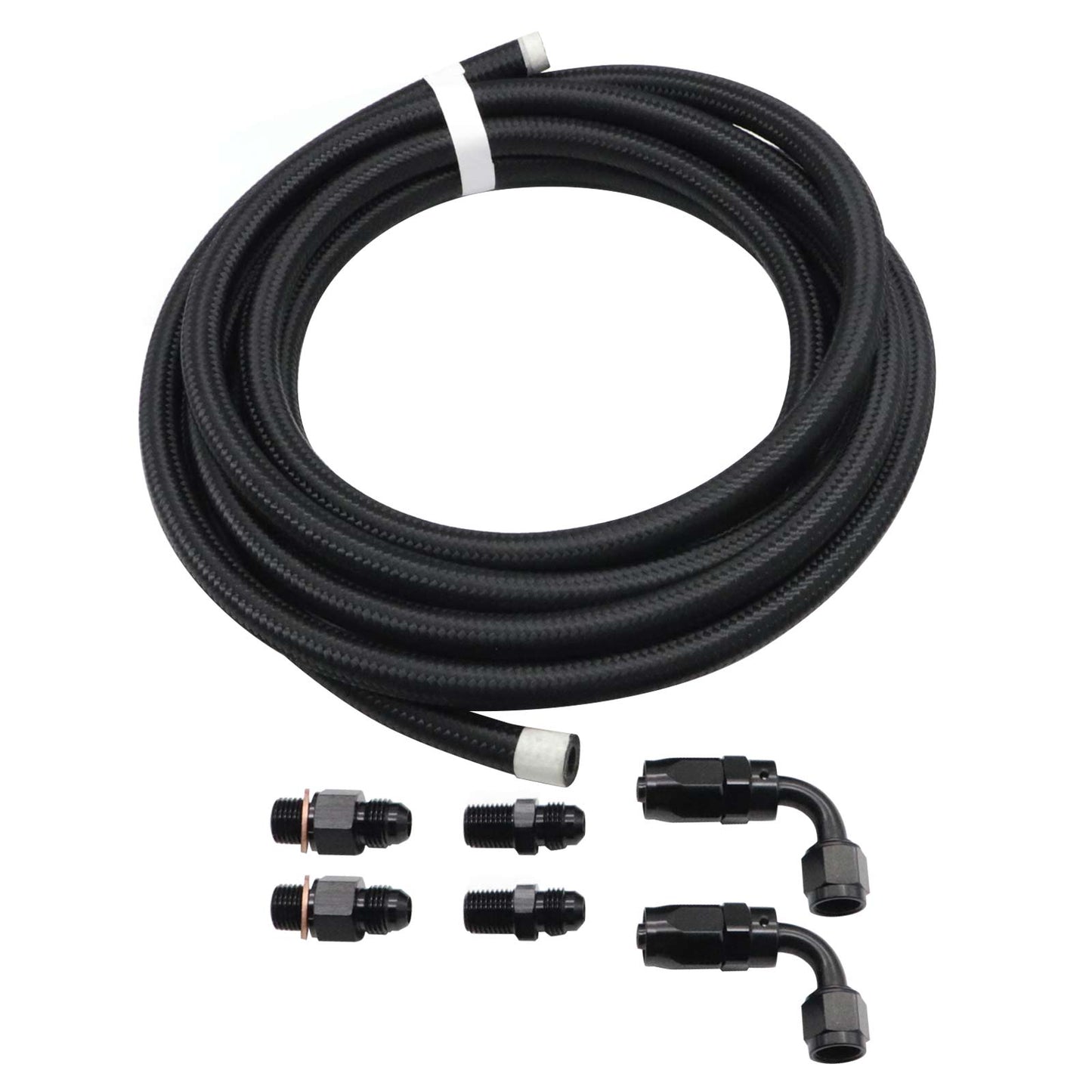 4L60E 4L65E Automatic Transmission Cooler Line Kit Black -6 AN Steel Braided U
