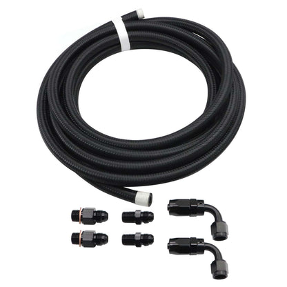 4L60E 4L65E Automatic Transmission Cooler Line Kit Black -6 AN Steel Braided U