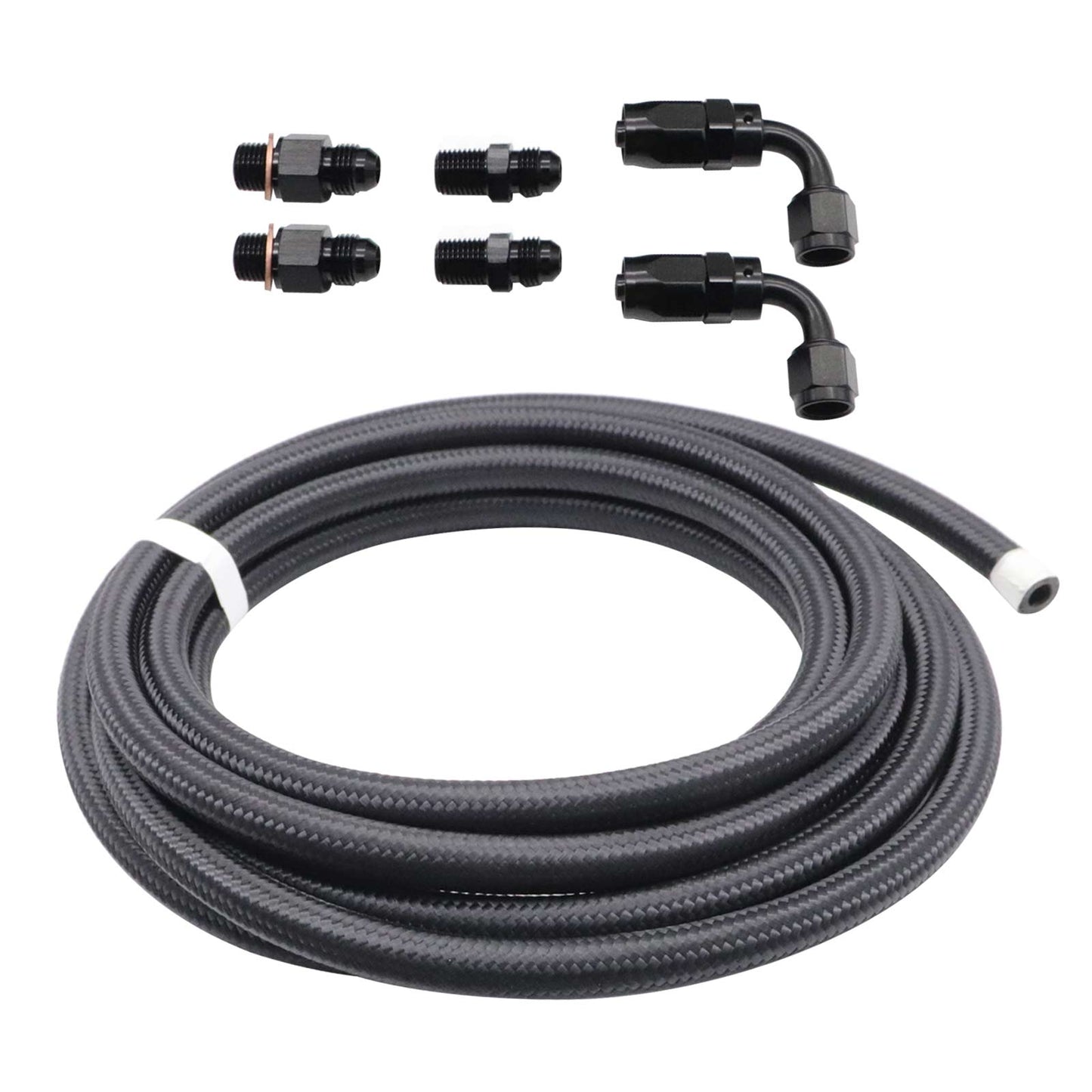 4L60E 4L65E Automatic Transmission Cooler Line Kit Black -6 AN Steel Braided U