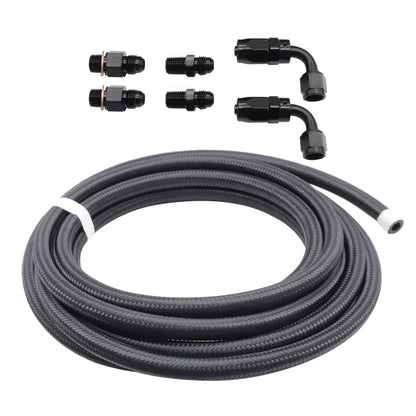 4L60E 4L65E Automatic Transmission Cooler Line Kit Black -6 AN Steel Braided U
