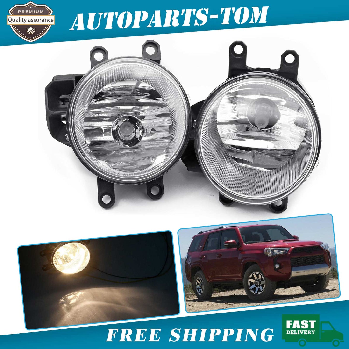 For 2014-2020 Toyota 4Runner Bumper Fog Light Driving Lamps W/Bulbs Left & Right
