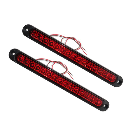 Red 2X 10" LED Truck Trailer Strip 3rd Brake Lights Rear Turn Tail Light Bar USA