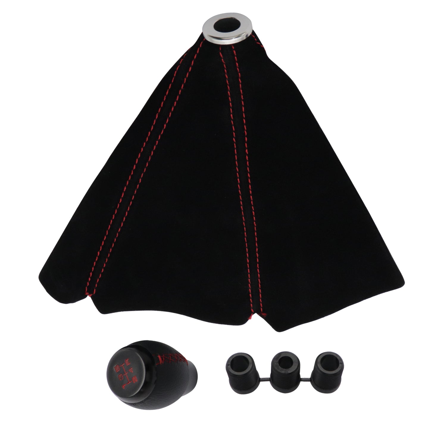 Fit For Honda Civic Si Coupe 5 Speed Leather Shift Knob+Suede Boot Red Stitch US