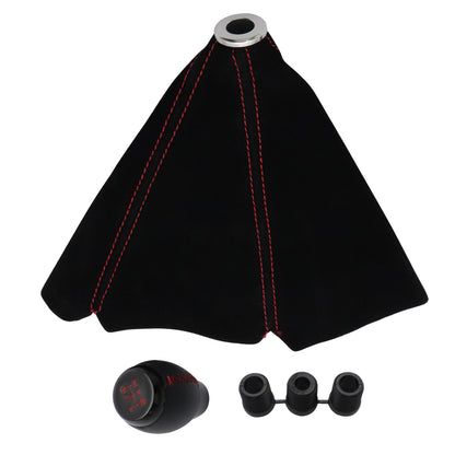 Fit For Honda Civic Si Coupe 5 Speed Leather Shift Knob+Suede Boot Red Stitch US