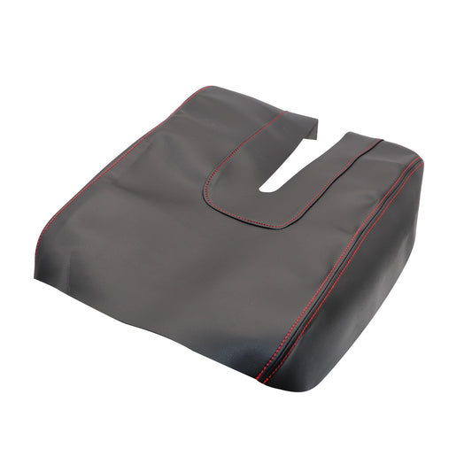 Leather Synthetic Console Armrest Cover For 14-19 Toyota Tundra Black Red Stitch