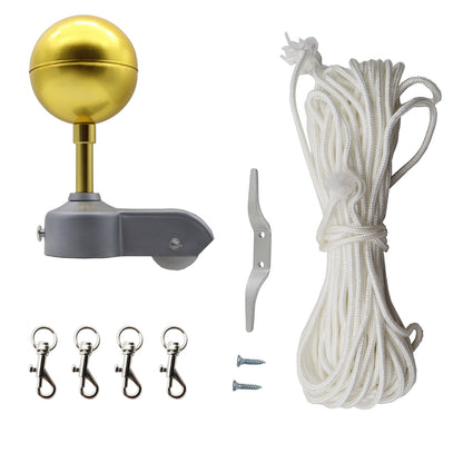 1pcs Outdoor Flagpole Hardware Repair Kit 50 Ft Halyard Rope 4inch Cleat Hook