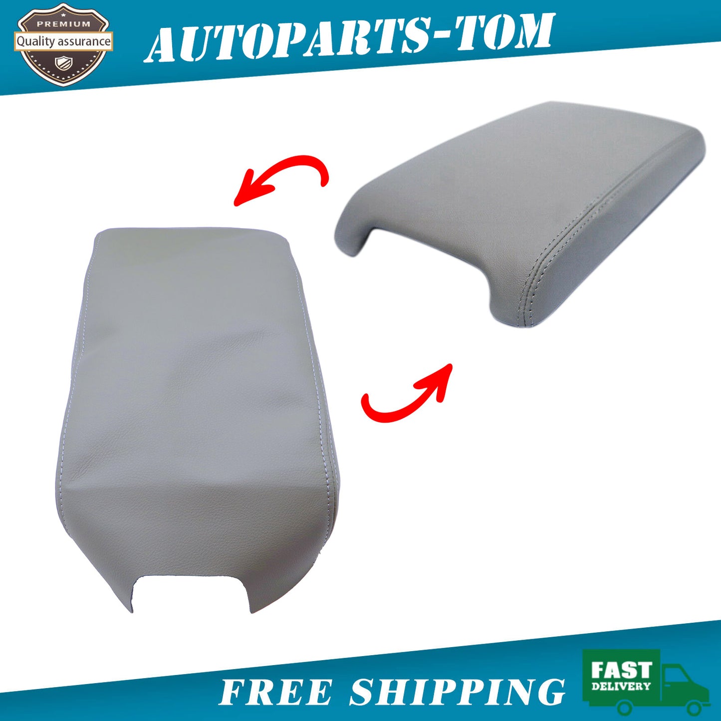 For 2012-2017 Toyota Camry LE Leather Center Console Lid Armrest Cover Skin Gray