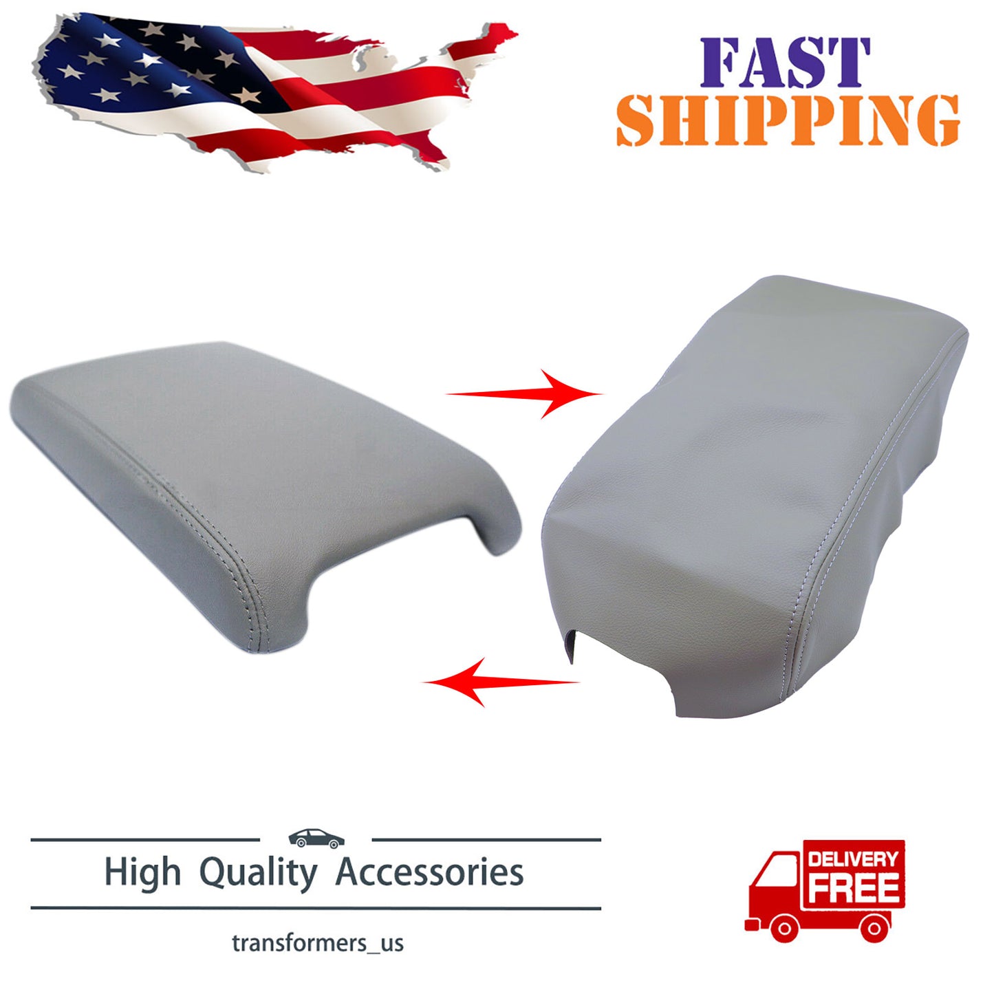 For 2012-2017 Toyota Camry LE Leather Center Console Lid Armrest Cover Skin Gray