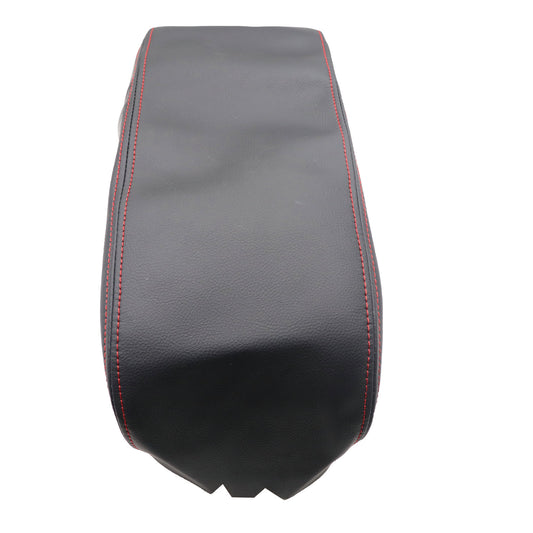 For 2011-2019 Dodge Durango Black Leather Armrest Console Lid Cover Red Stitch