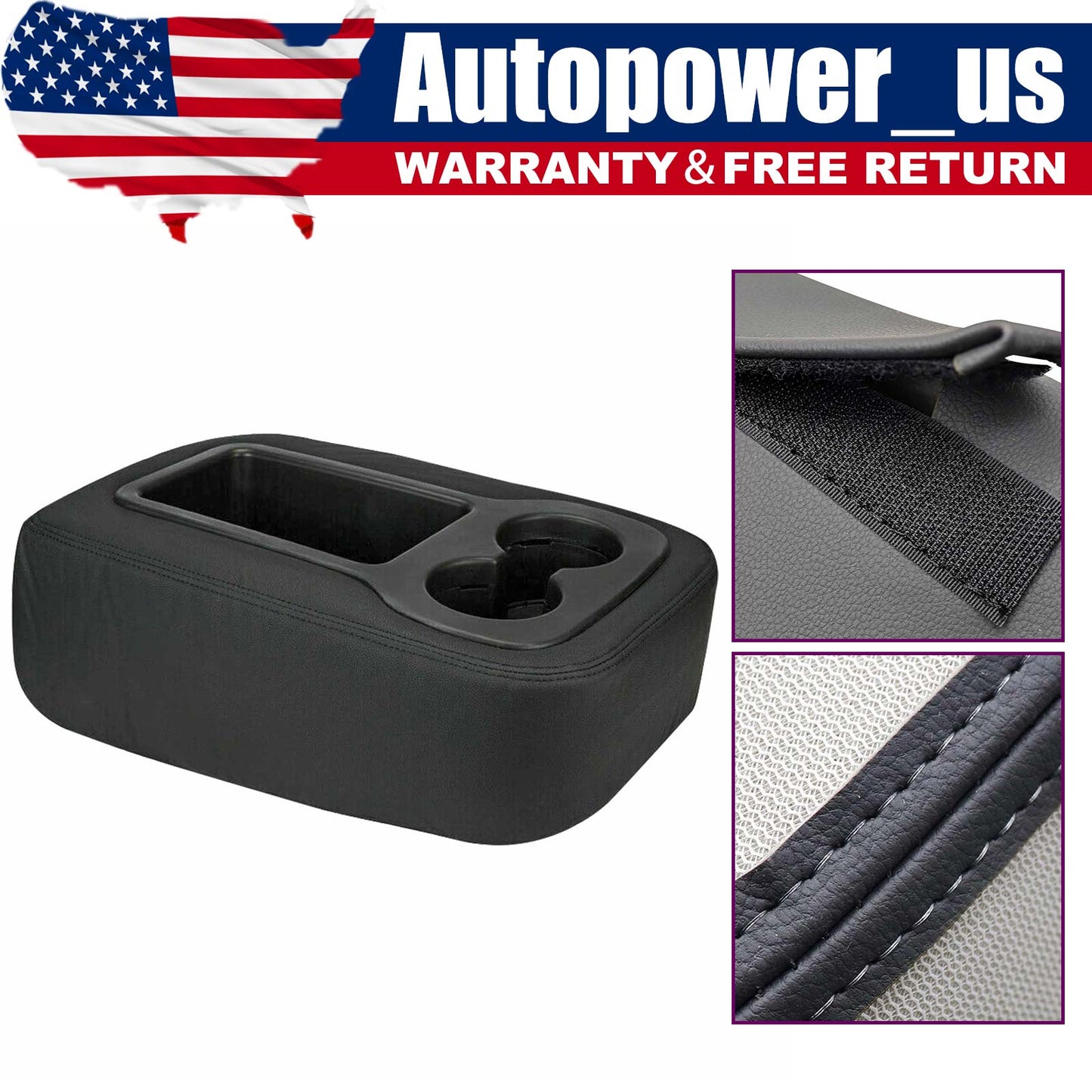 Leather Armrest Console Jump Seat Cover For 2007-2013 GMC Sierra Yukon Black