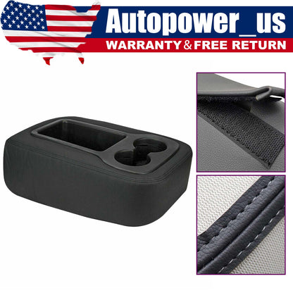 Leather Armrest Console Jump Seat Cover For 2007-2013 GMC Sierra Yukon Black