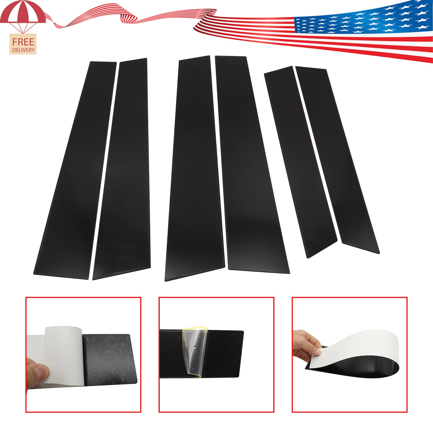 Black Window Pillar Posts Door Trim Piano Cover For Honda CRV 2007-2011 6pc Set