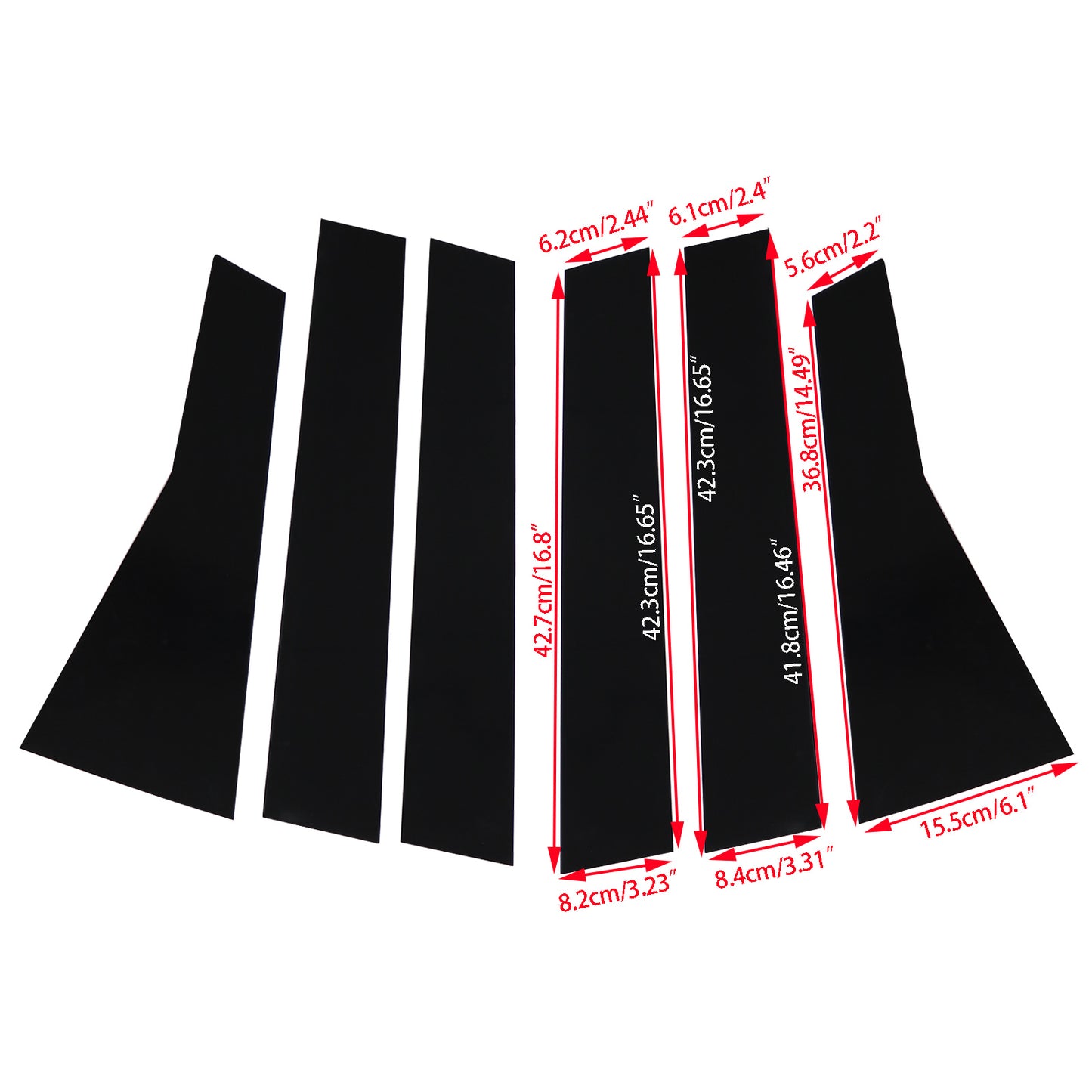 Piano Black Pillar Posts for 2017-2022 Honda CRV 6pcs Set Window Trim Cover Kits