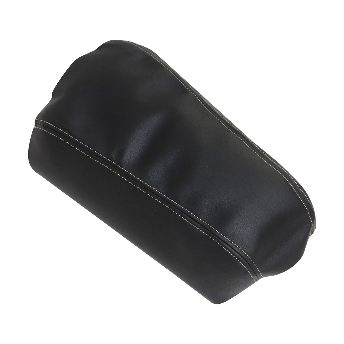 Black Leather Console Lid Armrest Cover Beige Stitch For Nissan Maxima 2016-2019