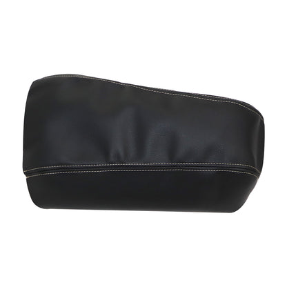 Black Leather Console Lid Armrest Cover Beige Stitch For Nissan Maxima 2016-2019