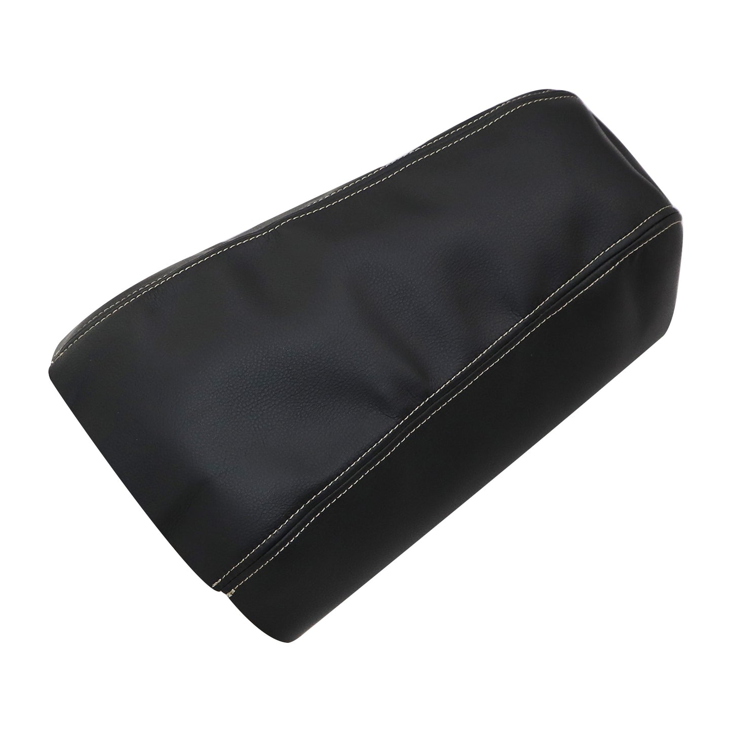 Black Leather Console Lid Armrest Cover Beige Stitch For Nissan Maxima 2016-2019