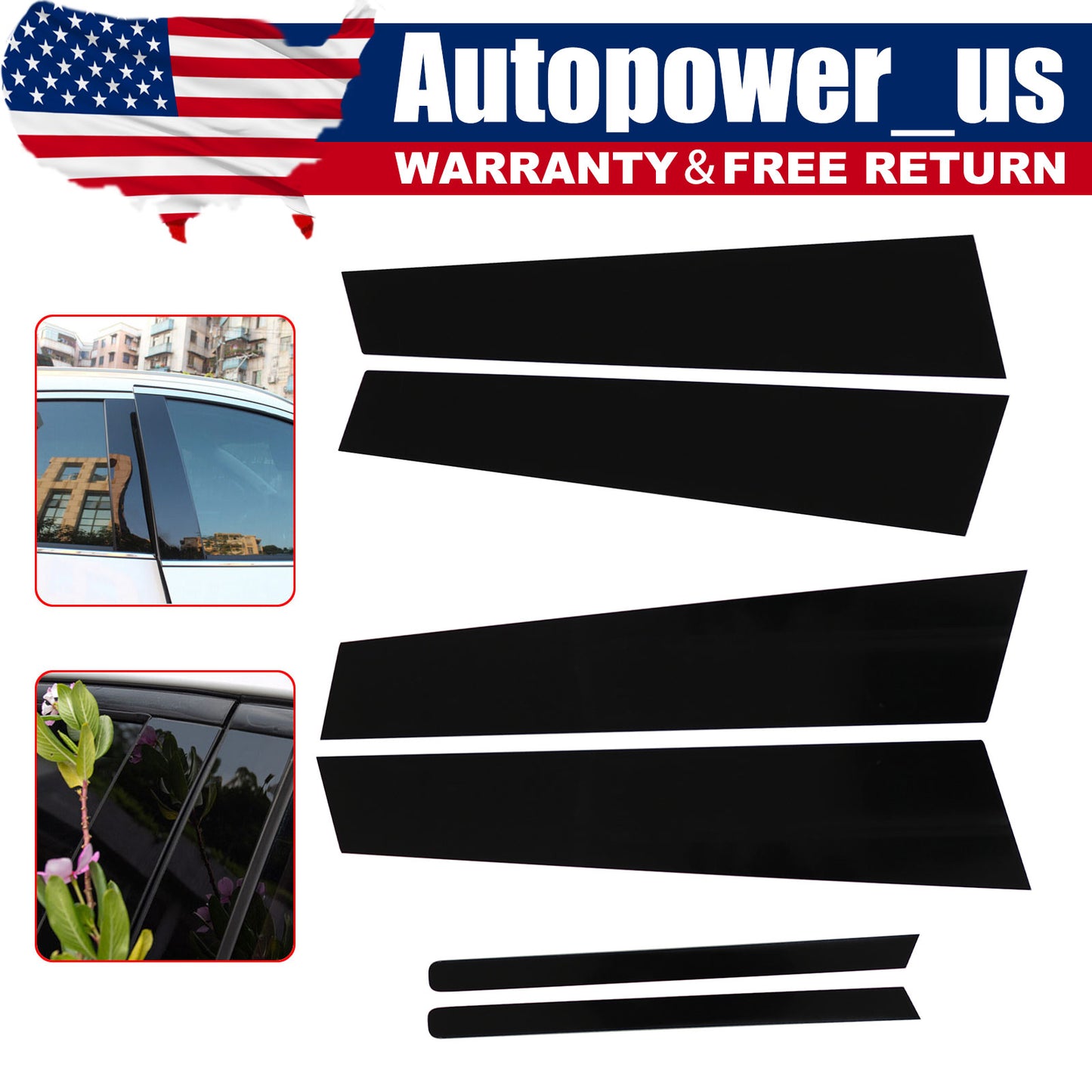Fits Kia Optima 2011-2015 Glossy Black Door Window Pillar Posts Trim Cover Kit