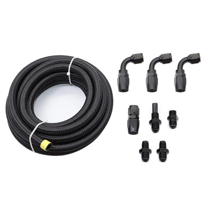 Fit 4L80E 6AN Nylon Steel Braided Line Automatic Transmission Cooler Line Kit