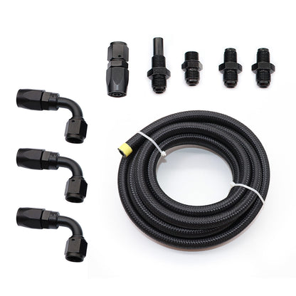 Fit 4L80E 6AN Nylon Steel Braided Line Automatic Transmission Cooler Line Kit