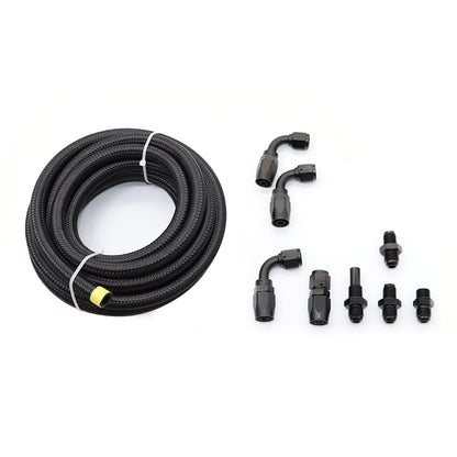 Fit 4L80E 6AN Nylon Steel Braided Line Automatic Transmission Cooler Line Kit