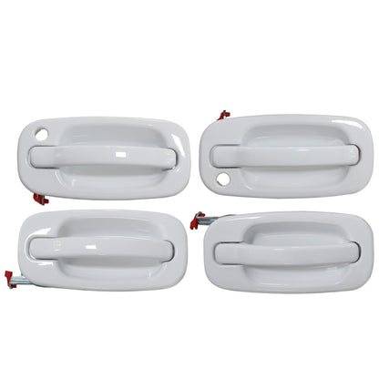 DOOR HANDLE SET 4 White For Chevy Silverado For GMC Sierra Suburban Yukon 99-06