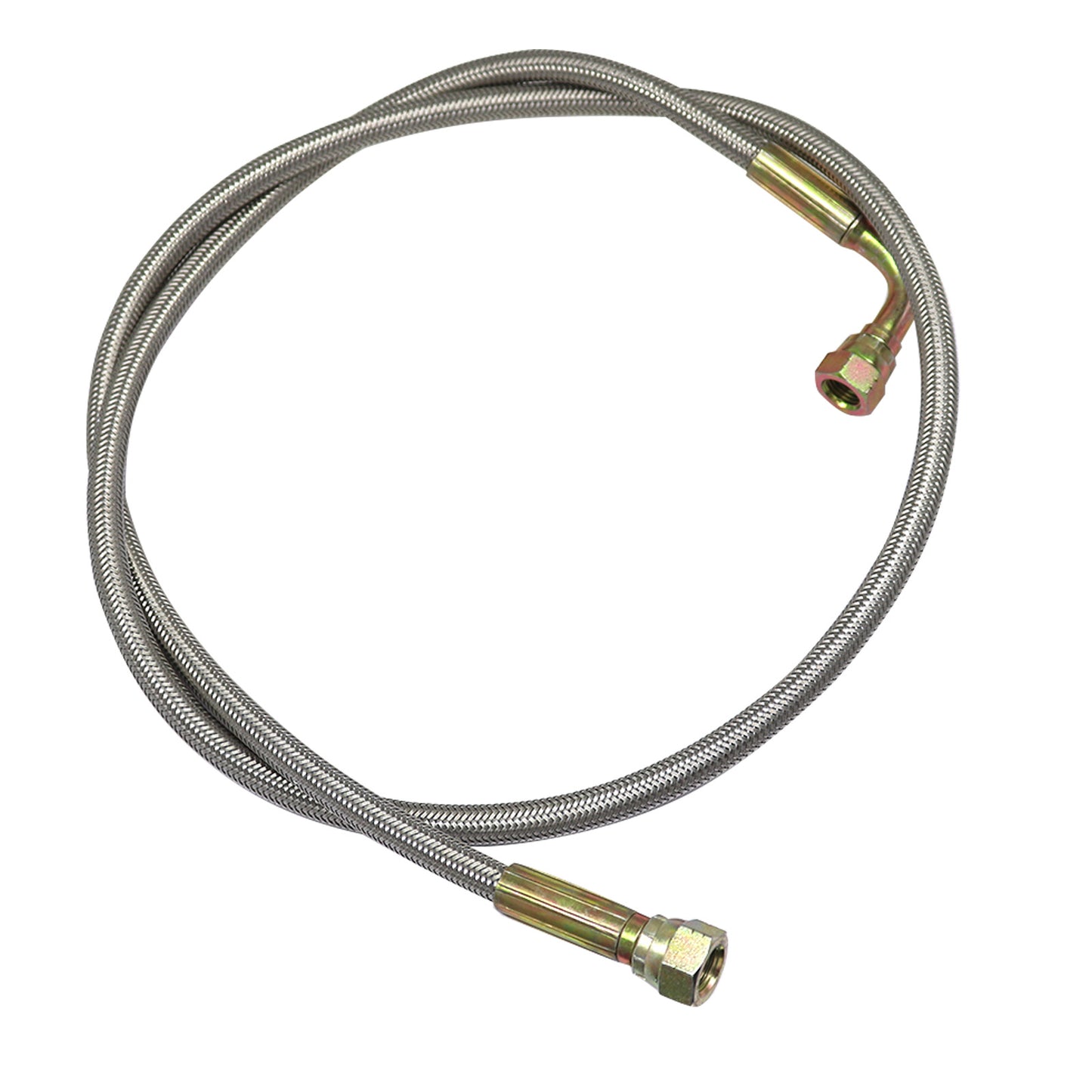 -4AN Straight to 90 Degree Stainless Steel Braided Turbo Oil Feed Line Hose 48inch