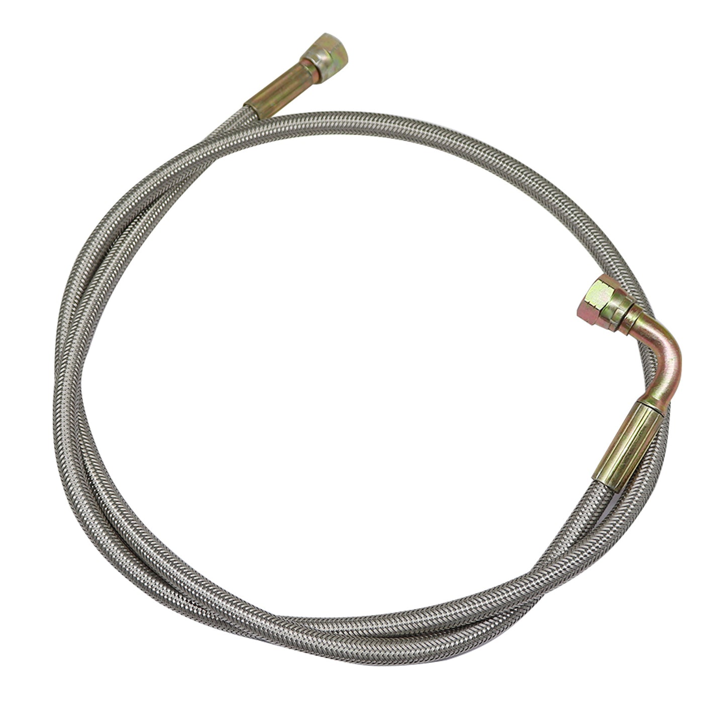 -4AN Straight to 90 Degree Stainless Steel Braided Turbo Oil Feed Line Hose 48inch