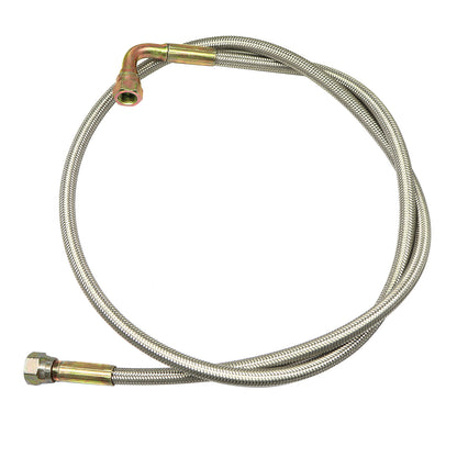 -4AN Straight to 90 Degree Stainless Steel Braided Turbo Oil Feed Line Hose 48inch