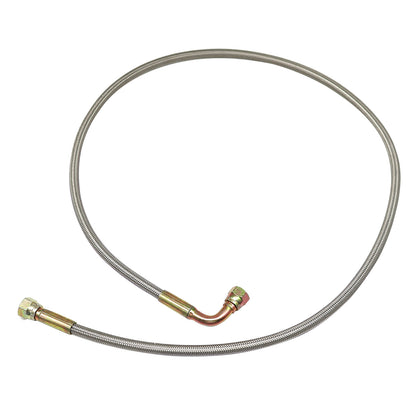 -4AN Straight to 90 Degree Stainless Steel Braided Turbo Oil Feed Line Hose 48inch