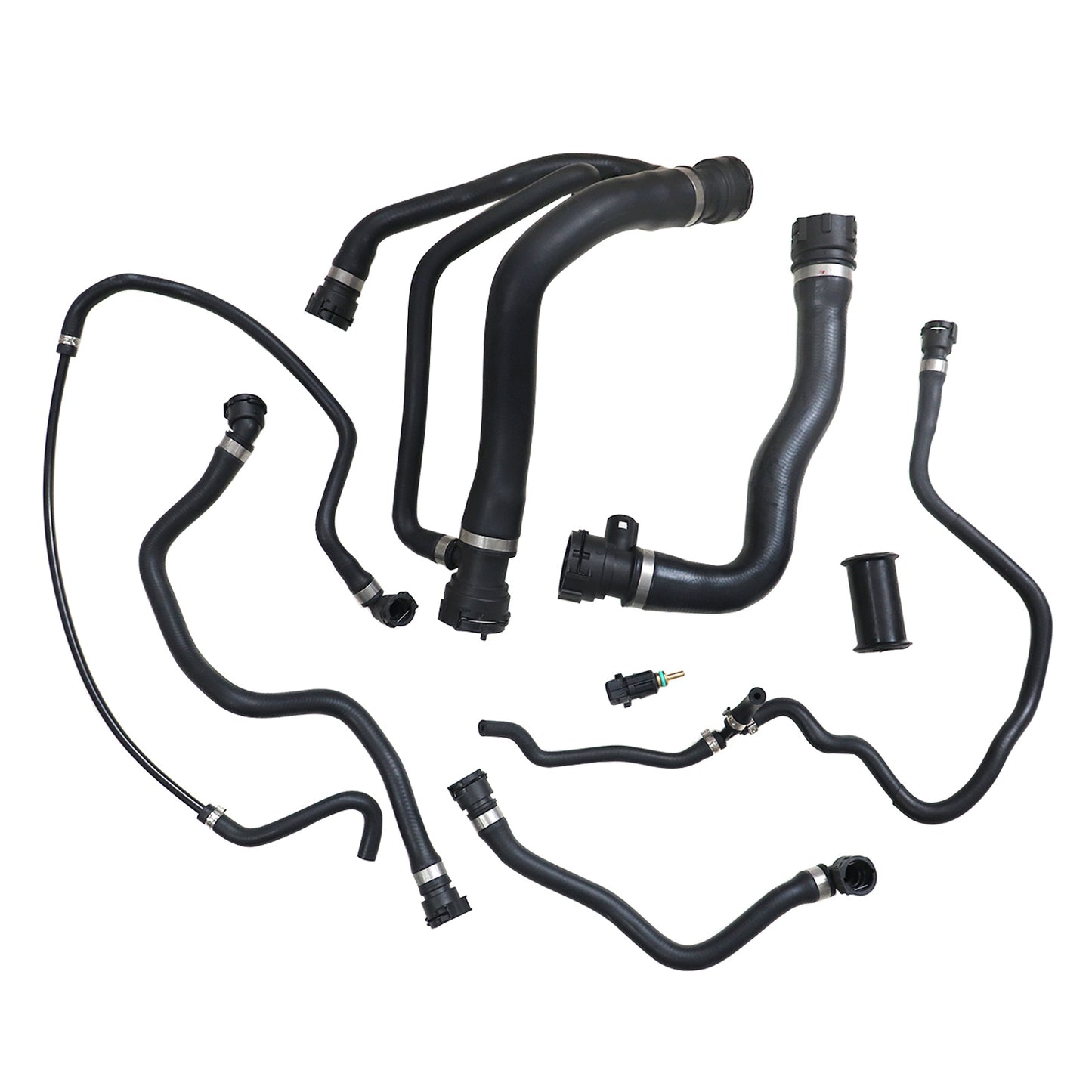 8pc For BMW 750i 750Li 2007 2008 Radiator Coolant Hose Kit Water Hoses+Switch