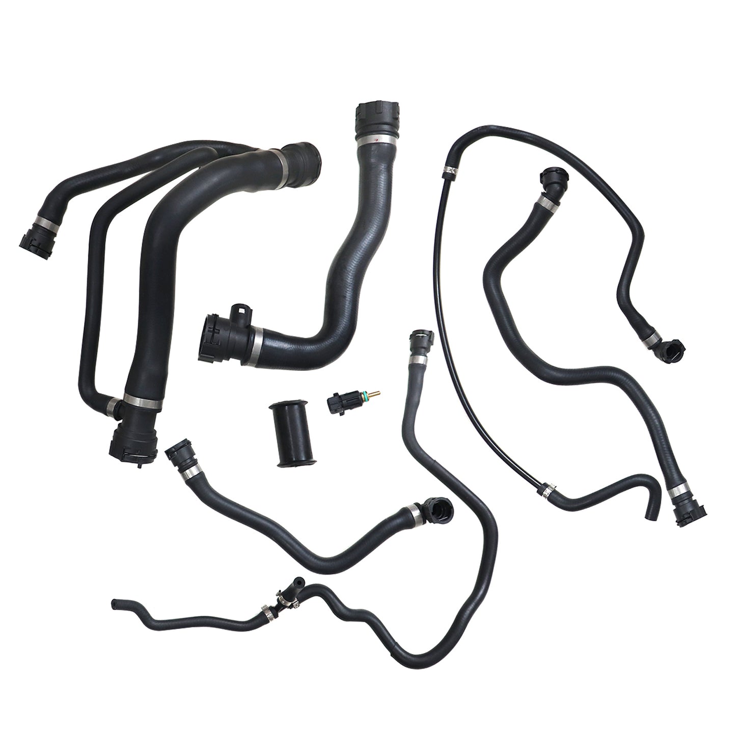 8pc For BMW 750i 750Li 2007 2008 Radiator Coolant Hose Kit Water Hoses+Switch
