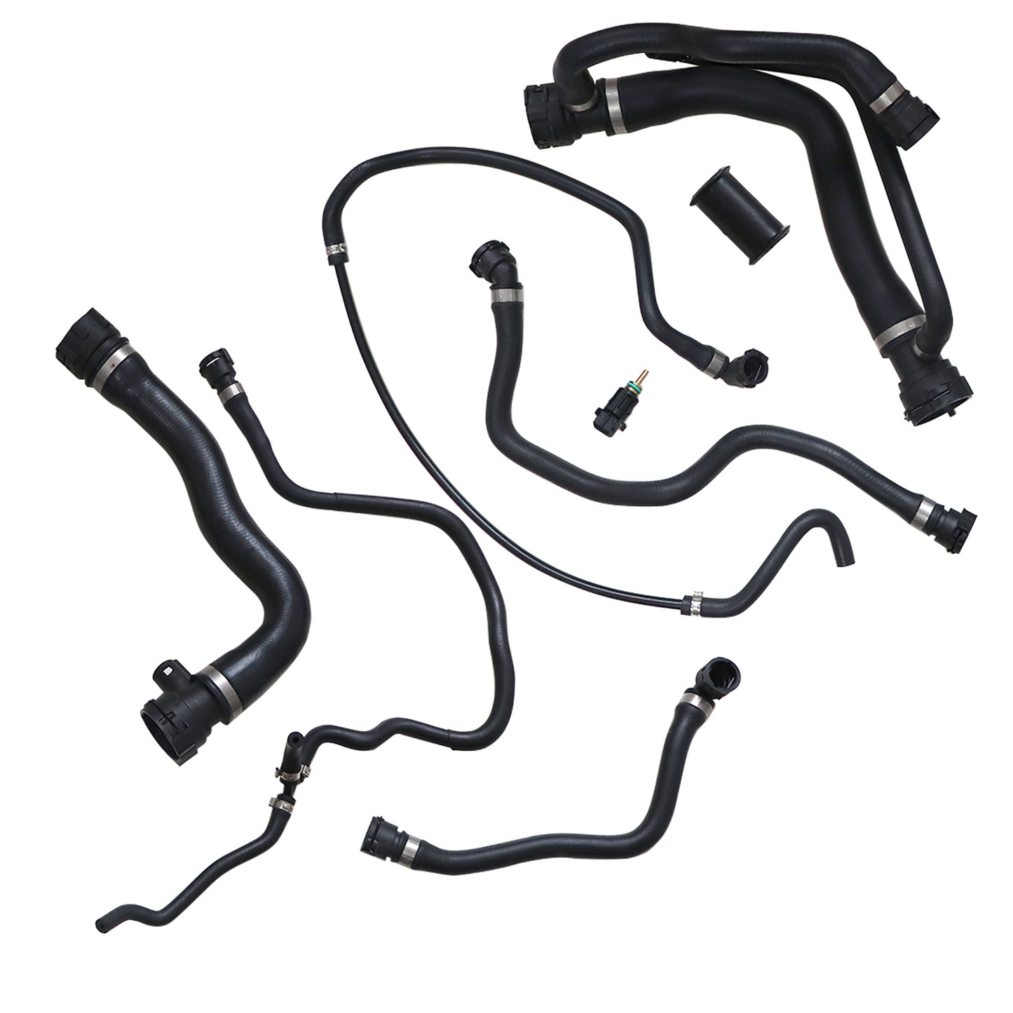 8pc For BMW 750i 750Li 2007 2008 Radiator Coolant Hose Kit Water Hoses+Switch