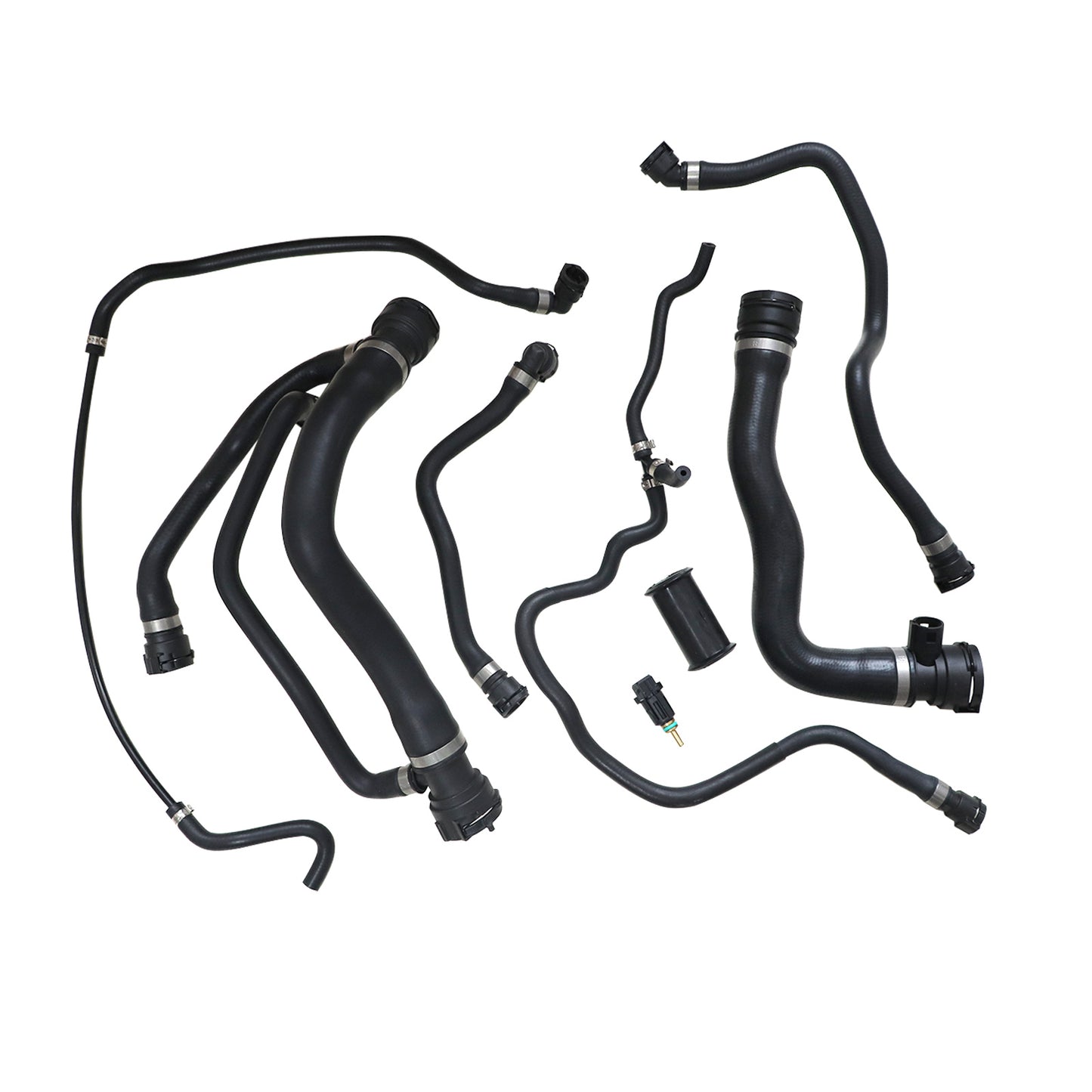 8pc For BMW 750i 750Li 2007 2008 Radiator Coolant Hose Kit Water Hoses+Switch