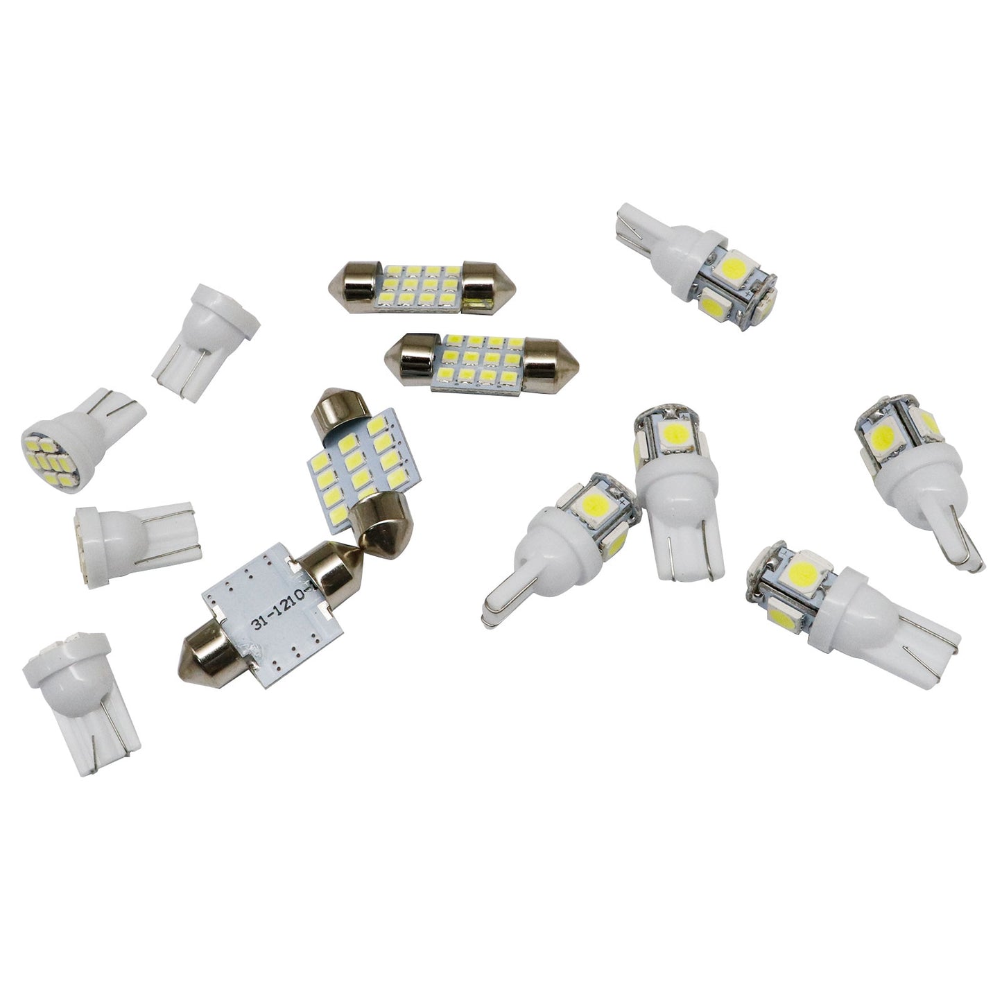 Pure White LED Lights Interior Package Kit for Dome License Plate Lamp Bulbs