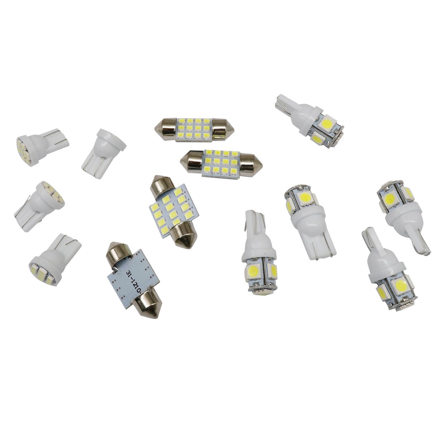 Pure White LED Lights Interior Package Kit for Dome License Plate Lamp Bulbs
