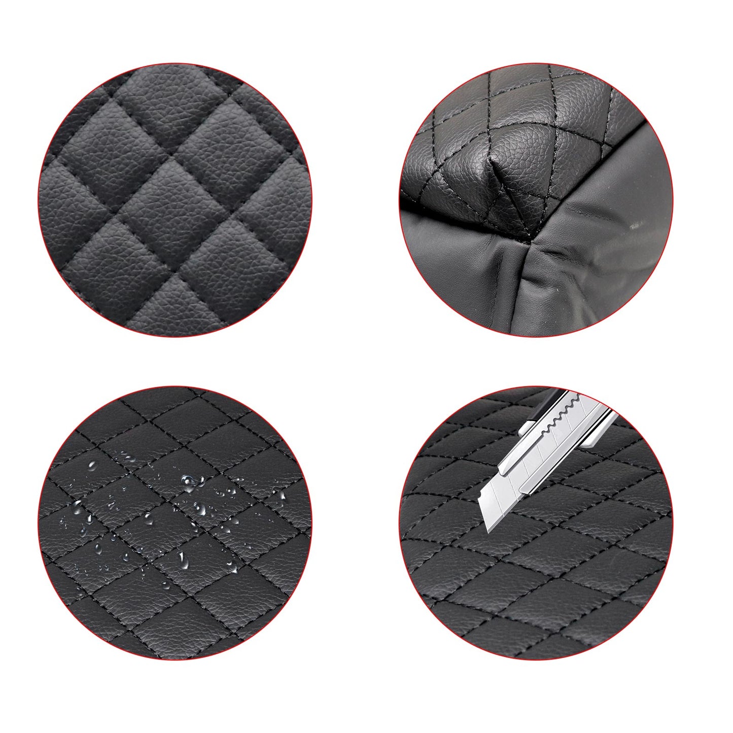 Fits Ford F150 21-23 Black Leather Console Lid Armrest Cover Protector Cushion