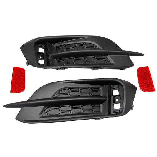 Fits Honda Civic Sedan 16-18 1 Set Rear Bumper Reflector w/Molding Cover Trim