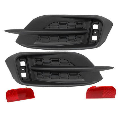Fits Honda Civic Sedan 16-18 1 Set Rear Bumper Reflector w/Molding Cover Trim