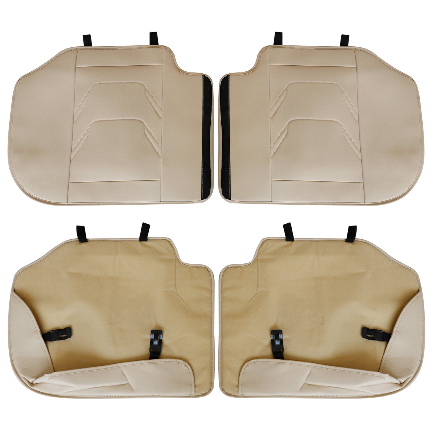 For Honda Quilted Leather Car 5-Seat Cover Front & Rear Seat Protector Beige