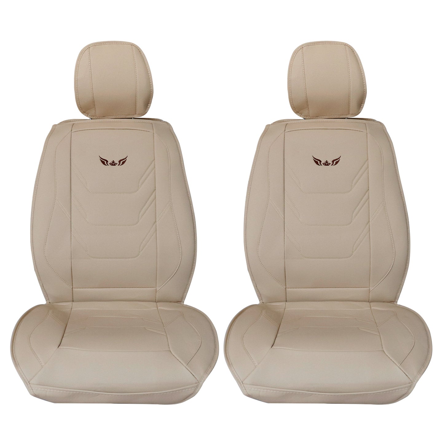 For Honda Quilted Leather Car 5-Seat Cover Front & Rear Seat Protector Beige