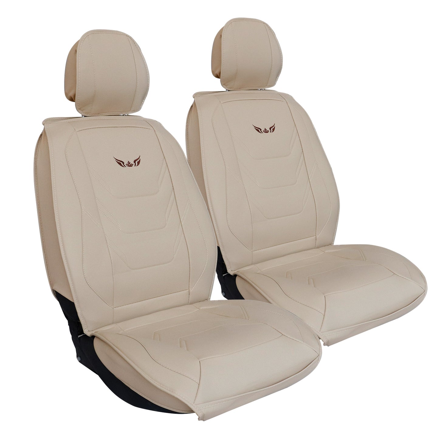 For Honda Quilted Leather Car 5-Seat Cover Front & Rear Seat Protector Beige