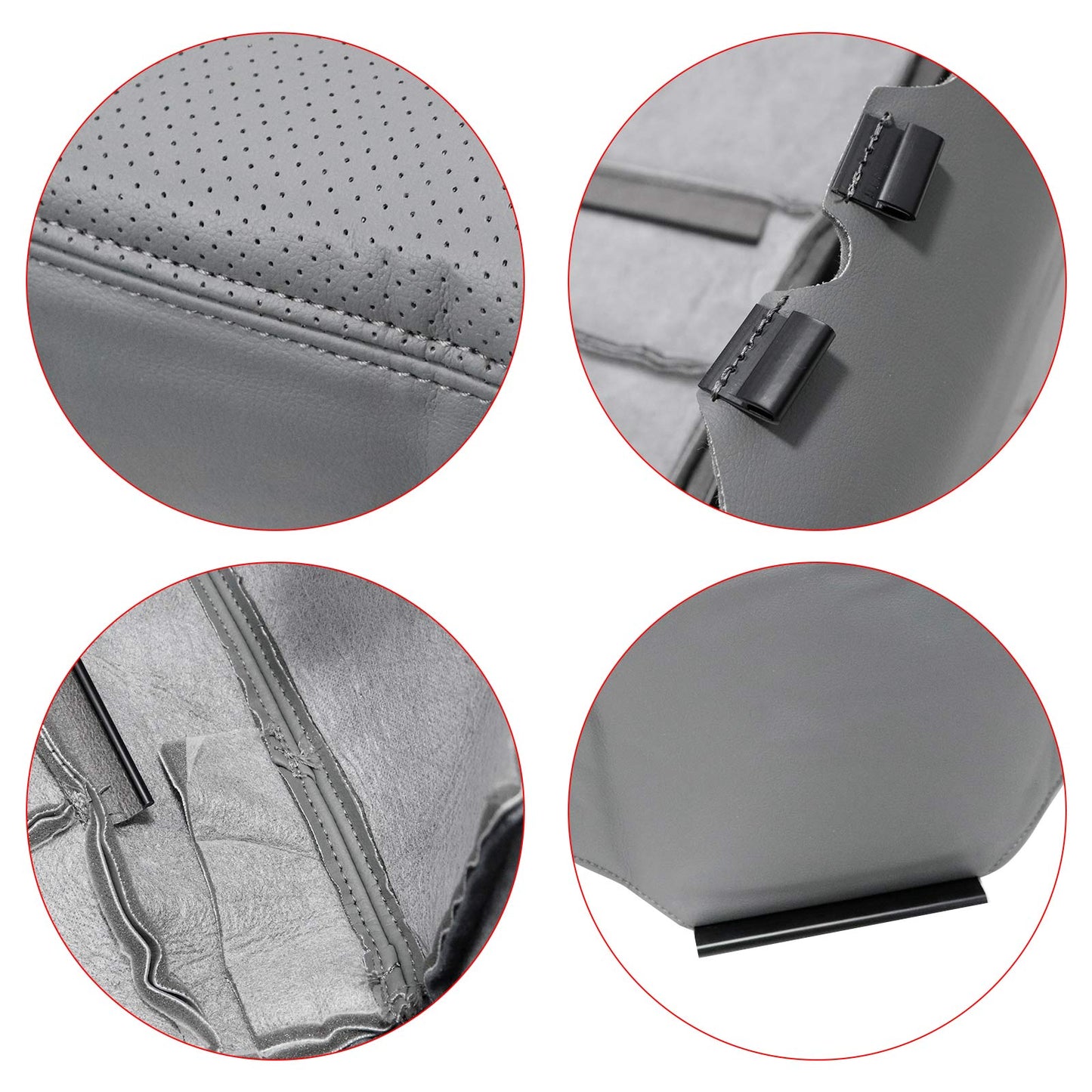4 x For 2002-2007 Ford F250 Lariat Super Duty Perforated Leather Seat Cover Gray