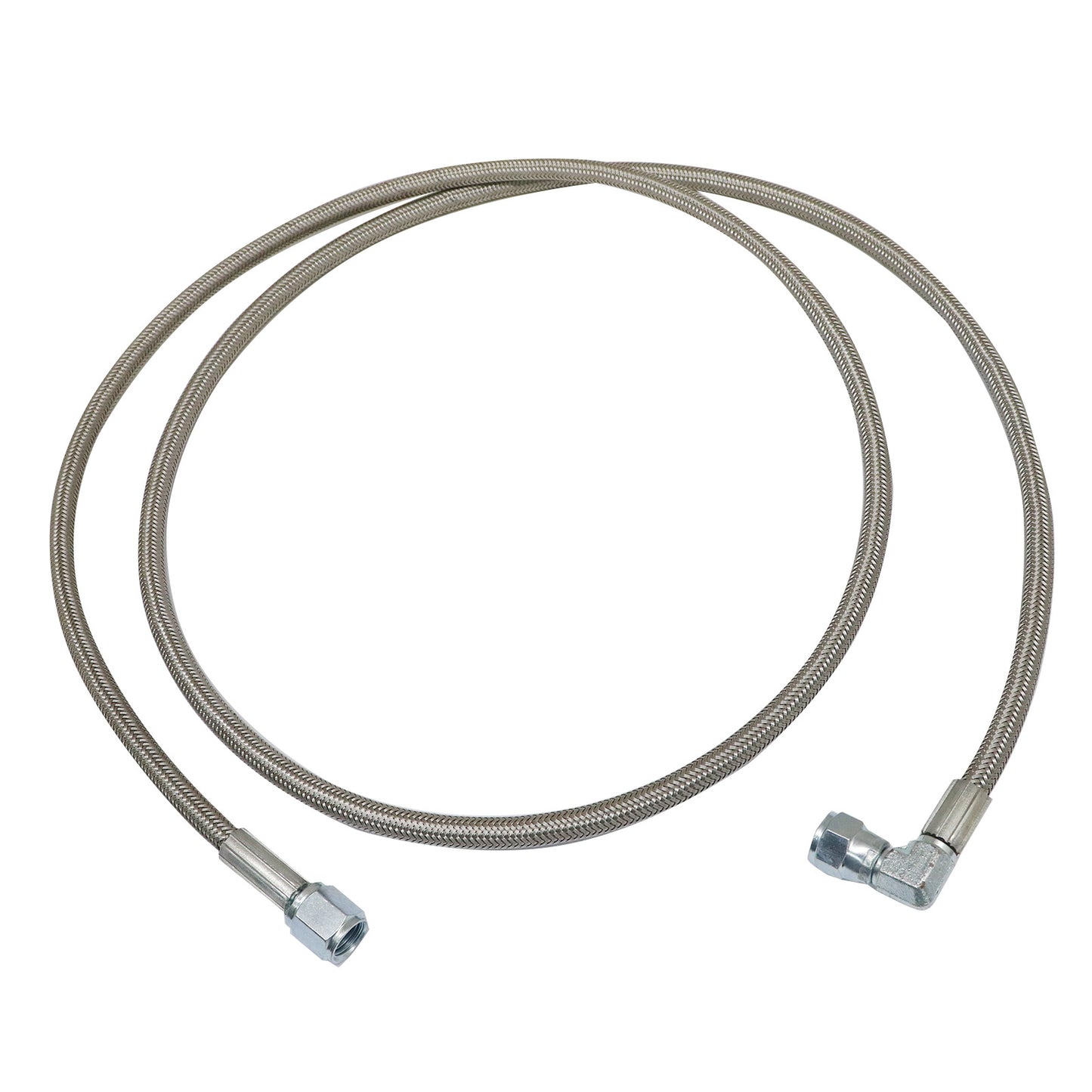 Steel Braided Turbo Oil Feed Line 60inch Length Hose -4AN 90 degree straight