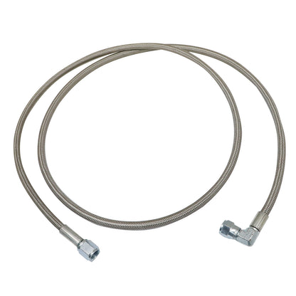 Steel Braided Turbo Oil Feed Line 60inch Length Hose -4AN 90 degree straight