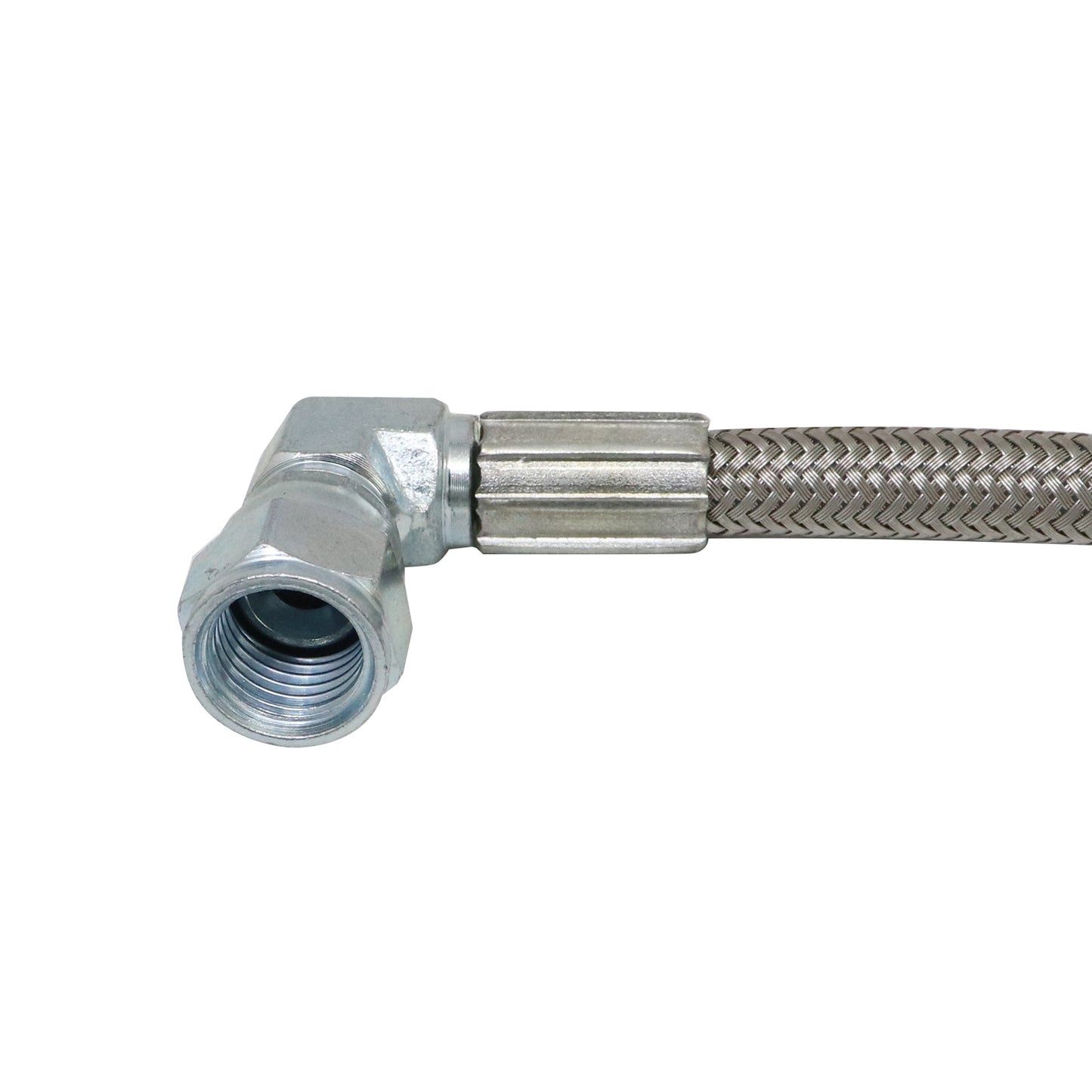 Steel Braided Turbo Oil Feed Line 60inch Length Hose -4AN 90 degree straight