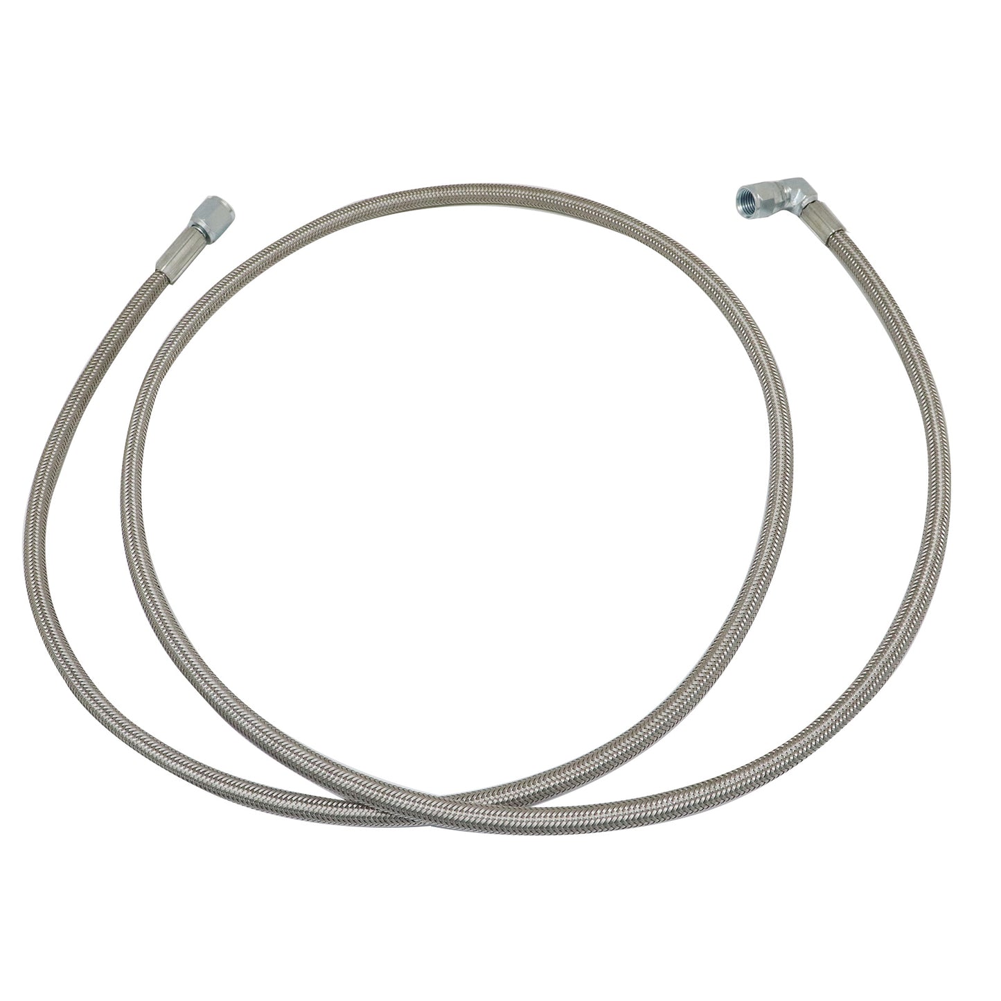 Steel Braided Turbo Oil Feed Line 60inch Length Hose -4AN 90 degree straight