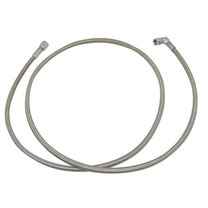 Steel Braided Turbo Oil Feed Line 60inch Length Hose -4AN 90 degree straight